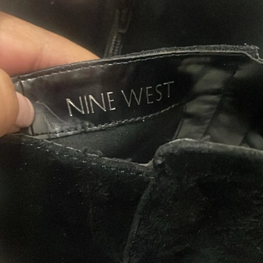 NinNine West Black Leather Wedge Boots - Size 7.5 M  West